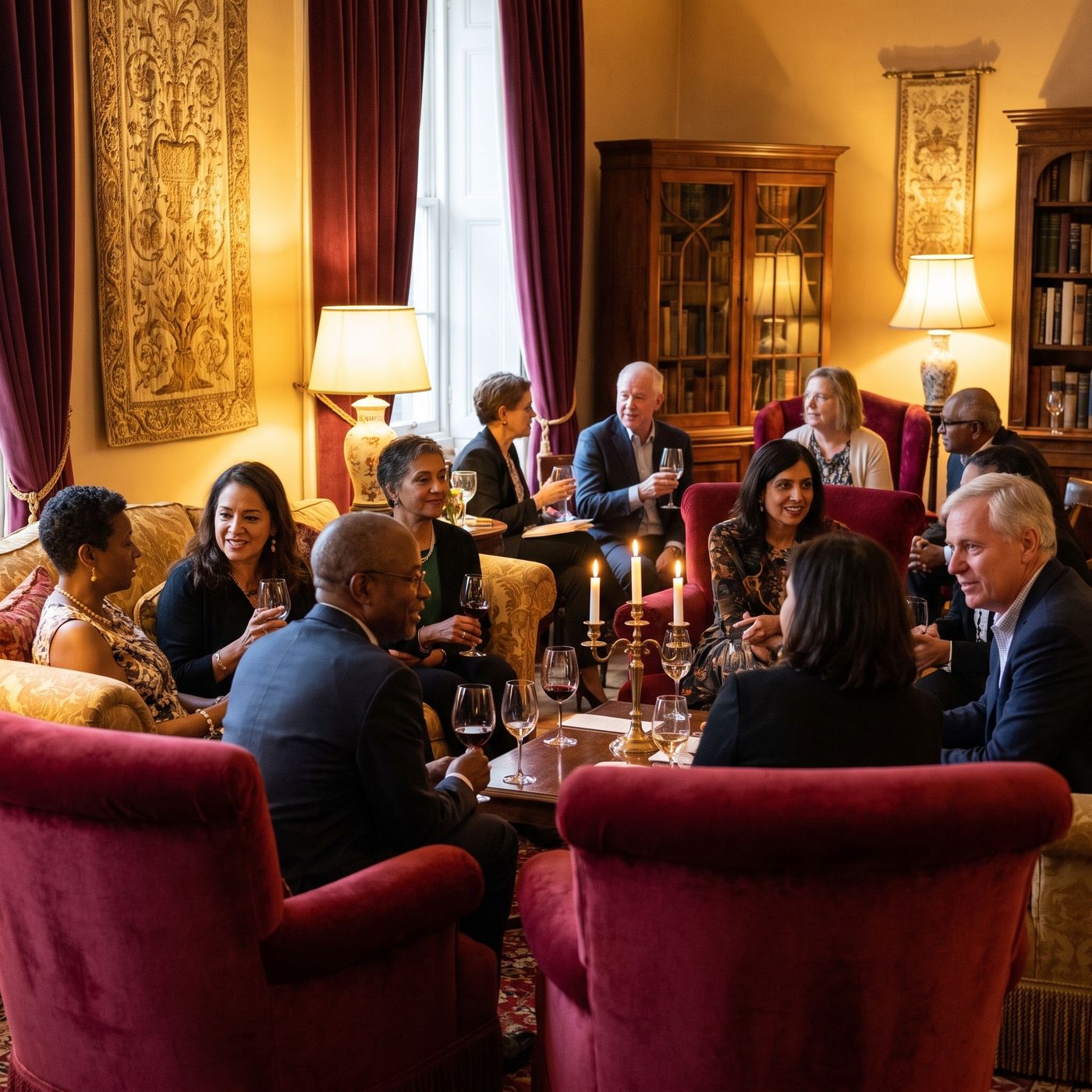 A small private gathering in an elegant lounge